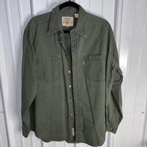 Vintage Levi’s Red Tab Green Button Up Grunge Shirt Size Large